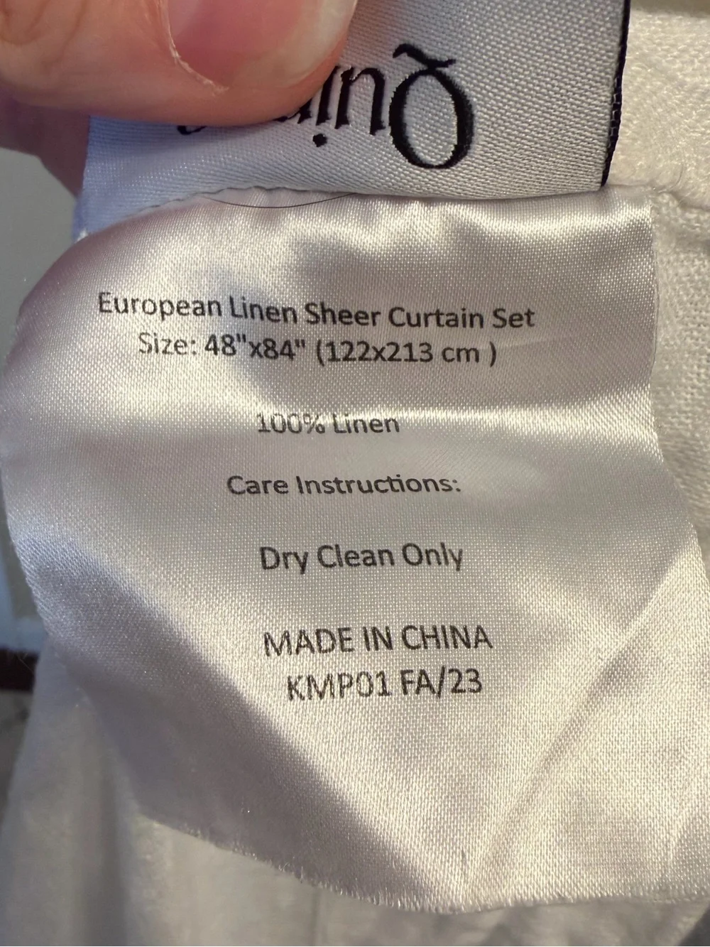 Quince European 100% Linen Sheer Curtain Panel White 48”x84” Window Single Panel